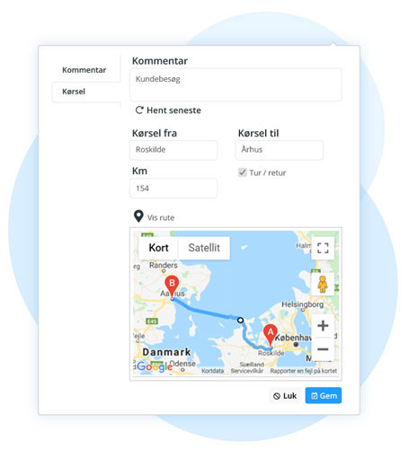 tidsregistrering timeseddel google maps